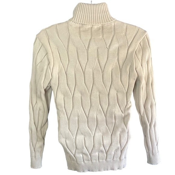 Coofandy Light Tan Turtleneck Sweater Braid Design, size Small - Picture 4 of 10